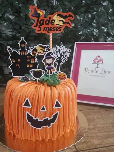 Topo Para Bolo Festa Tema Decoração Halloween Bruxa