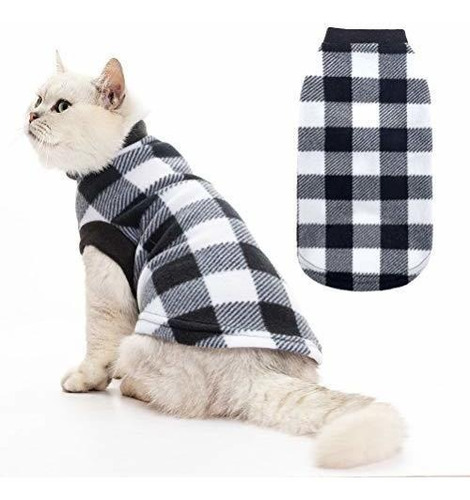 Expawlorer Classic Plaid Dog Hoodie Cat Sweatshirt Warm Fle