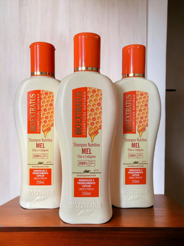 Kit 3 Shampoo Mel Nutritivo 250 Ml Bio Extratus K9699