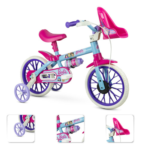 Bicicleta Infantil Para Menina Com Rodinhas Aro 12 Barbie