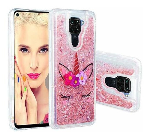 Redmi Note 9 Caso Diente De León Bling Glitter Líquid...