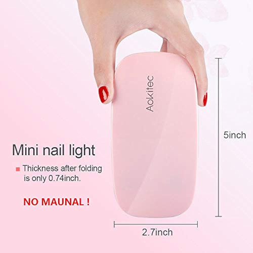 Aokitec Mini Lámpara De Uñas Led Uv, Luz De Gel Portátil, Fo