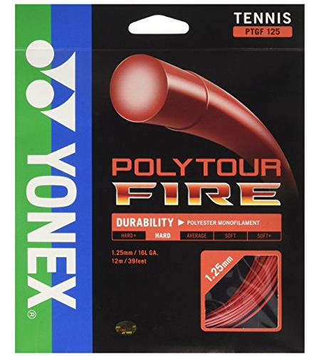 Yonex Poly Tour Fire 16l 125 Tennis Racquet String Red