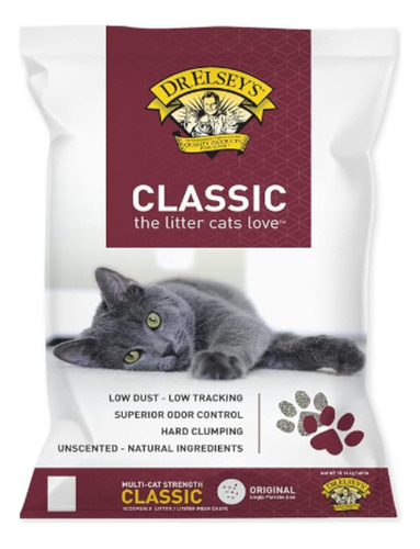 Dr. Elsey's Classic Arena Para Gatos Aglomerante 18l x 8.16kg de peso neto  y 8.16kg de peso por unidad