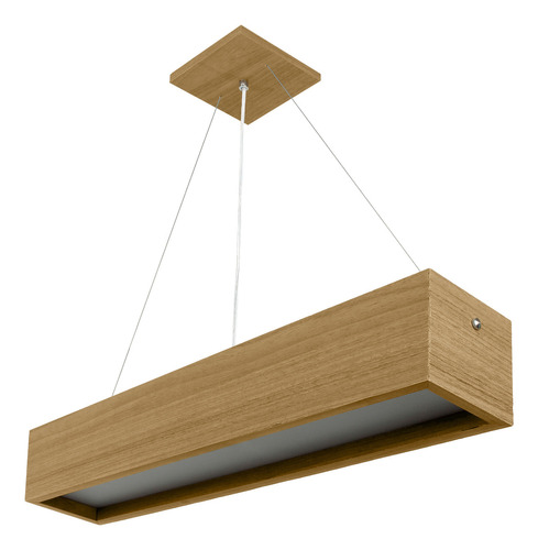 Pendente Wood Retangular T8 64x13cm - 1 Ou 2 Luzes - Freijo