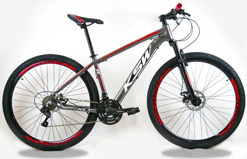 Bicicleta Aro 29 Ksw 24v - Cambios Index Hidraulico+trava Tamanho Do Quadro 21   Cor Grafite/vermelho