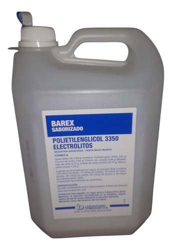 Barex Saborizado Polietilenglicol 3350 Electrolitos 4 Litros