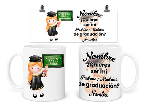 Taza Personalizada Para Padrinos De Graduación. Tpg6