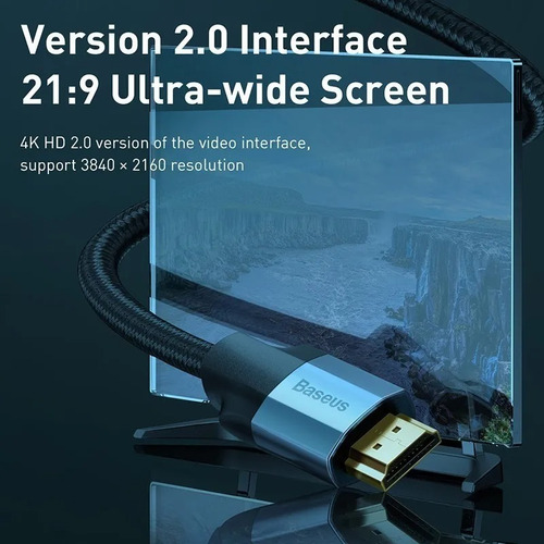 Imagen 4 de 9 de Cable Hdmi A Hdmi Macho 3m Baseus 4k Hd /2.0/ 18gbps Premium