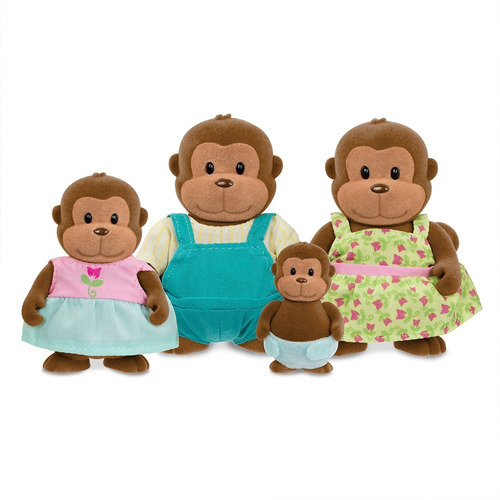 Imagen 2 de 5 de Lil Woodzeez Familia De Monos 4 Figuras Animales Personajes