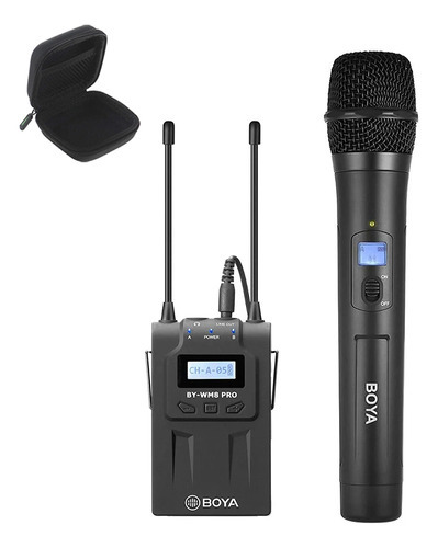 Sistema Microfone Mão Boya By-wm8 Pro-k3 Sem Fio Preto + Bag