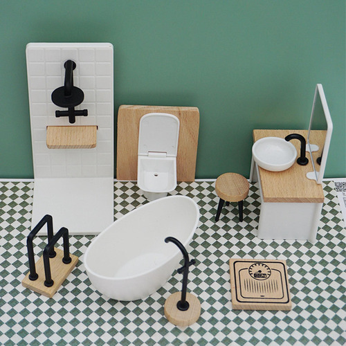 Juego De Baño En Miniatura Para Casa De Muñecas, Lavabo,