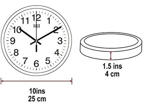 Hito Moderno Reloj De Pared Silencioso No Tictac 10 Pulgadas