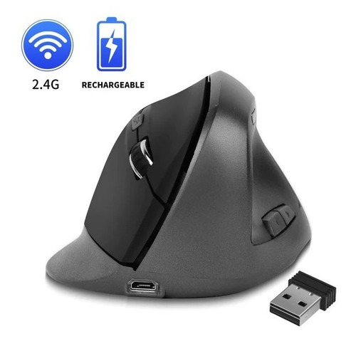 Imagen 2 de 2 de Mouse Óptico Ergonómico Vertical E Inalámbrico Con 5 Botones