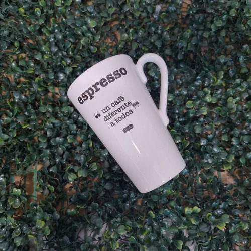 Taza Cónica Cerámica Con Frases Coffe Tea 430ml Espresso