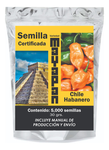 5,000 Semillas De Chile Habanero Mayapán (1/4 Hectárea)