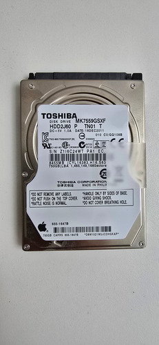 Disco Rigido Toshiba 750gb Apple Mac Sata Muy Bueno Plateado (Usado)