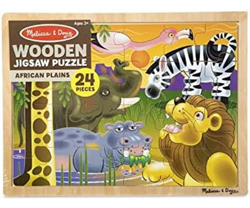 Melissa & Doug Rompecabezas De Madera Safari De Las Llanuras