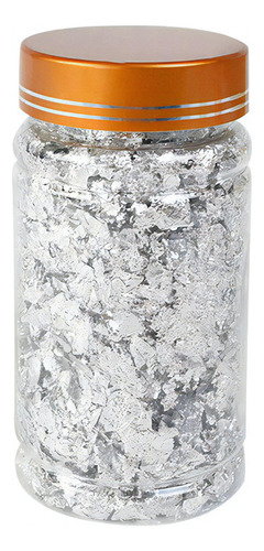 1 Pote Folha De Flocos Papel Alumínio Glitter Unhas Já Cor Prata