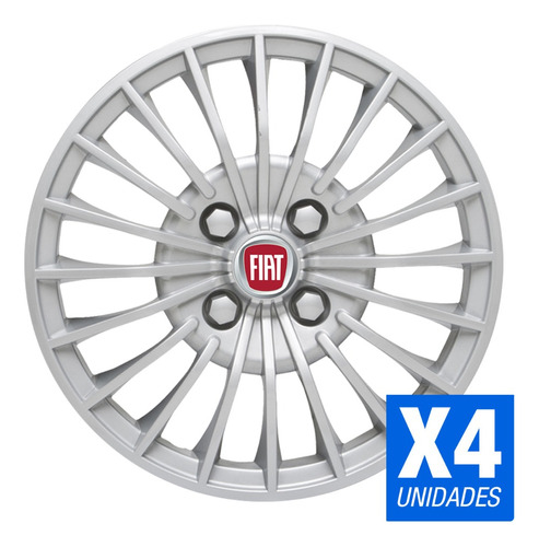 Juego 4 Taza Universal Villenueve 14 Pulgadas + Logo Fiat