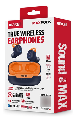 Audífonos Inalámbricos Maxell Bluetooth Maxpods 35horas Azul Azul
