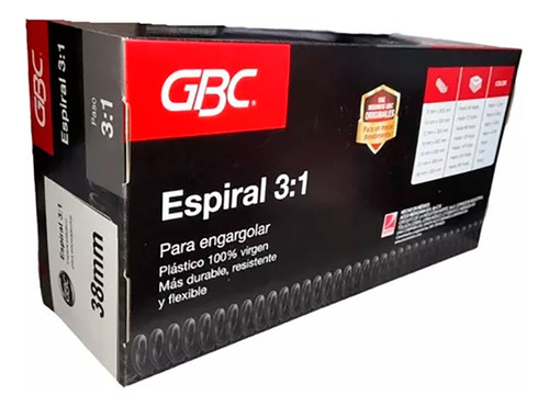 Arillo Espiral Plástico Para Engargolar Gbc 3:1  38mm 