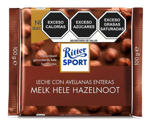 Chocolate Con Leche Ritter Sport Con Avellanas 100g