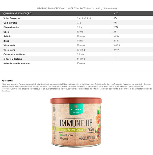 Immune Up Nac Propolis Fibregum Wellmune 200g - Nutrify