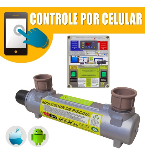 Aquecedor Piscina 80.000lts Automático Wifi Comando Celular