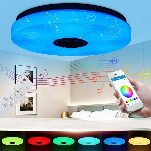 Plafón Musical Bluetooth 30cm Multicolor Rgb .
