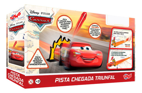 Pista Chegada Triunfal Com Carrinho Fricção do Carros da Disney, Toyng