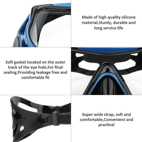 Silicone Adulto Óculos De Snorkeling Vidro Endurecido Grande