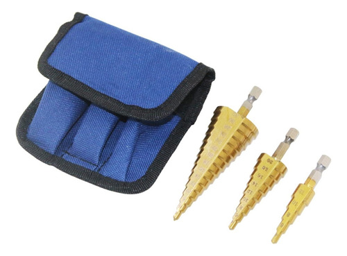 Conjunto De 3 Brocas Cônicas De Titânio Hss 3-12 4-12 -20mm