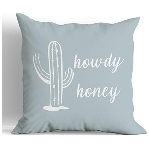 Funda De Almohada Cactus Western Howdy Honey, 18 X18  F...