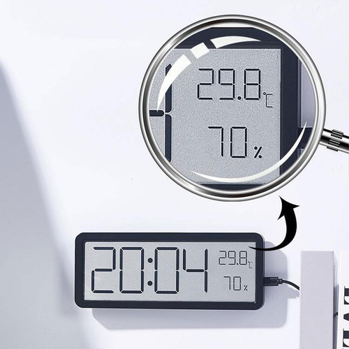 Pantalla De Temperatura De Reloj De Pared Digital Negro