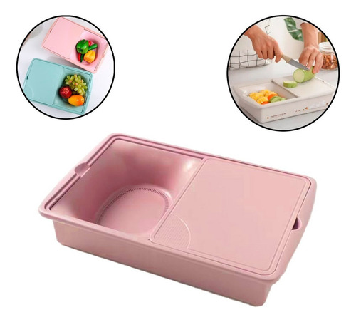 Tabla Picar Cajon Escurridor Organizador Utensillos Cocina Color Rosa Tabla Cajon