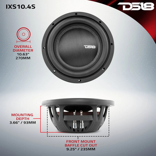 Subwoofer Ds18 Ixs10.4s De 10 Pulgadas Plano 600w Rms Color Negro
