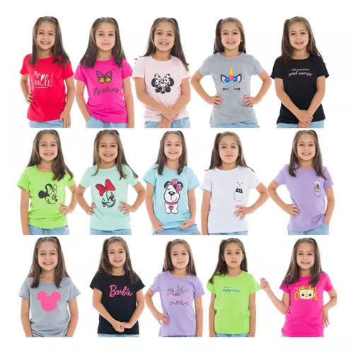 10 Camisetas Curta Infantil/juvenil T-shirt Feminina Meninas