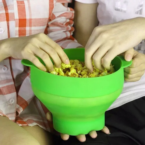 Microondas Palomitas De Maíz Tazón Plegable Con Tapasilicona