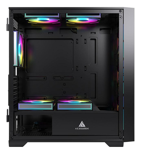 Gabinete Gamer Acegeek Xrader Mini, Mid-t Lat De Vidro Preto