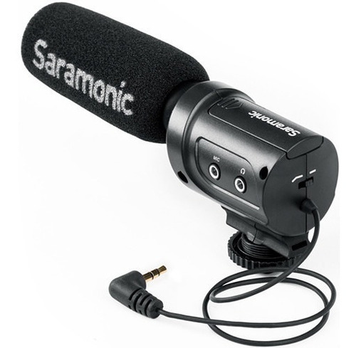 Micrófono de cámara Saramonic SR-M3 Boom con salida P2 negra