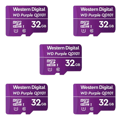 Pack 5 Tarjetas Microsd Wd Purple 32gb Clase 10 Vigilancia