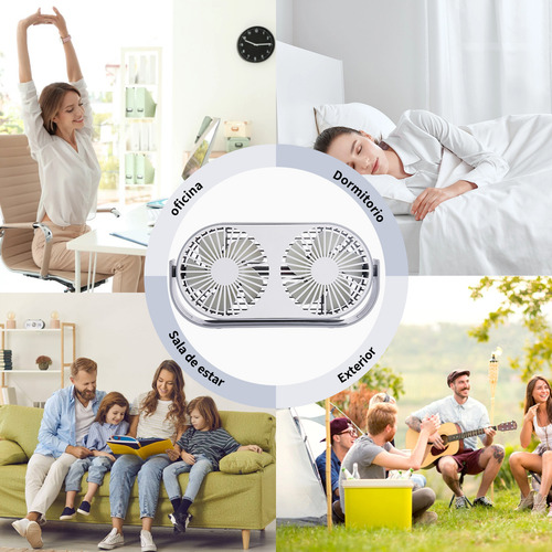 Ventilador Escritorio Portatil Recargable De Mesa Con Led