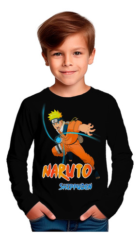 Polera Manga Larga Niño Naruto Shippuden  100%algodón 