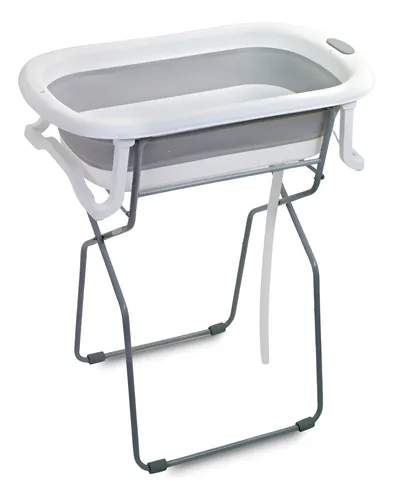 Banheira Para Bebê Dobrável C/ Suporte Lift Branco Maxi Baby