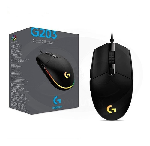 Mouse Logitech G203 Lightsync Gaming, Color Negro