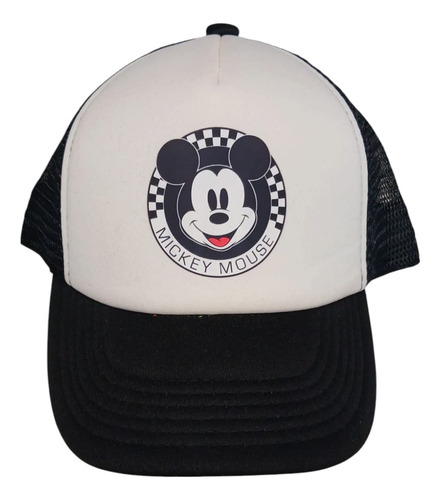 Gorra Niño Personalizada De Mickey Mouse Negro Con Blanco 2-7 Años Círculo