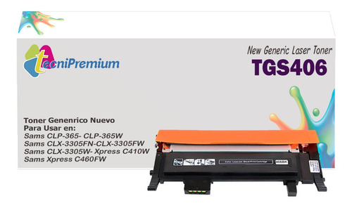 Toner 406 Para Samsun Clp365, Clp365w, Clx3305fn | Generico 