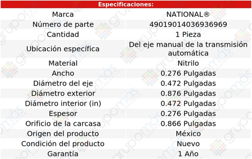 Retén Eje T/ A National P/ Scion Iq 2012_2015