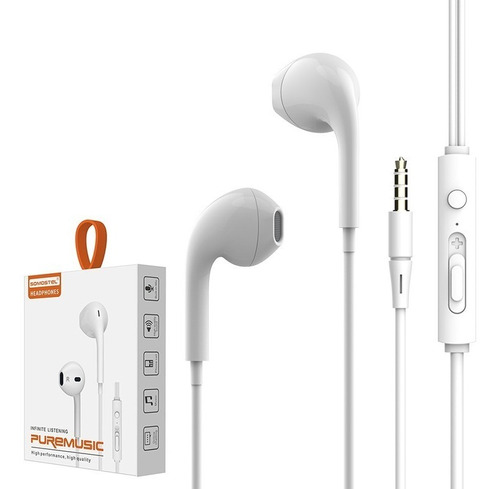 Auriculares Celular Manos Libres Conector Tipo C Color Blanco